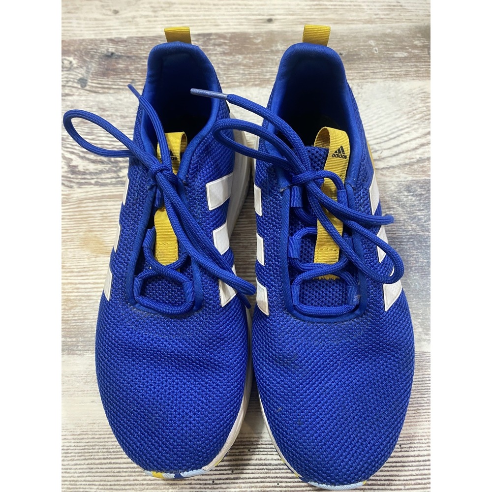 Adidas Junior Racer Running Shoes Crew Blue White Yellow IF6427 Sz 3